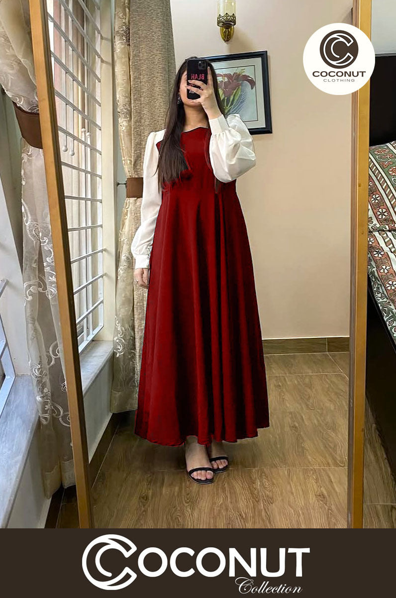 Platted Black Maxi with White Sleeves