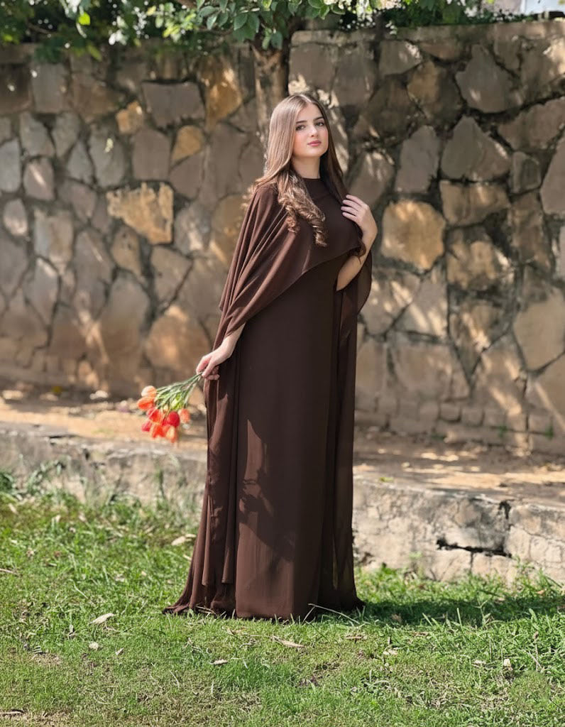 Cap Shawl with long body fitted Maxi 2pcs