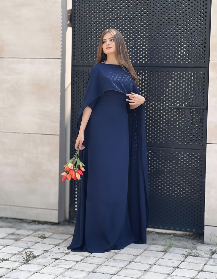 Cap Shawl with long body fitted Maxi 2pcs