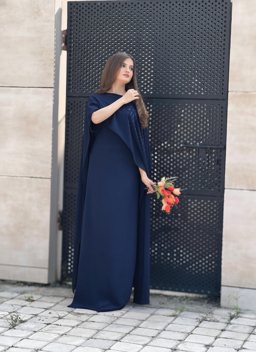 Cap Shawl with long body fitted Maxi 2pcs